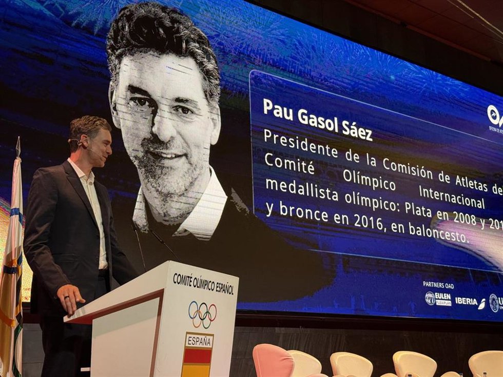 Pau Gasol durante su participación en el I Foro de Atletas del COE