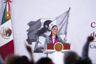 La presidenta de México, Claudia Sheinbaum, durante una rueda de prensa, a 16 de junio de 2026, en Ciudad de México (México). Sheinbaum ha indicado este martes que espera poder reunirse con el Rey Felipe VI cuando este viaje al país azteca para poder asis