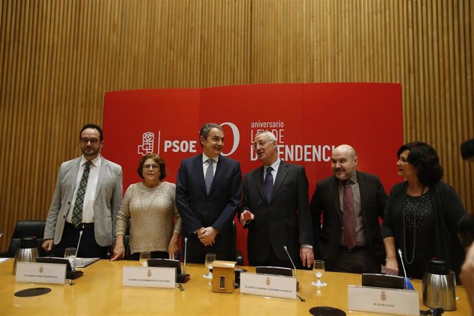 Archivo - José Luis Rodríguez Zapatero y Jesús Caldera en el décimo aniversario de la ley de dependencia
