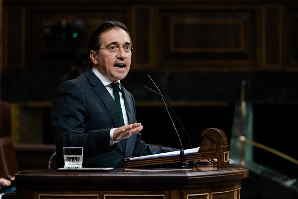 Archivo - El ministro de Asuntos Exteriores, Unión Europea y Cooperación, José Manuel Albares, durante una sesión plenaria en el Congreso, a 7 de mayo de 2026, en Madrid (España). 