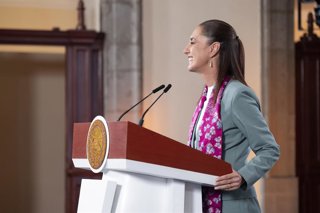 La presidenta de México, Claudia Sheinbaum, durante una rueda de prensa, a 16 de junio de 2026, en Ciudad de México (México). Sheinbaum ha indicado este martes que espera poder reunirse con el Rey Felipe VI .