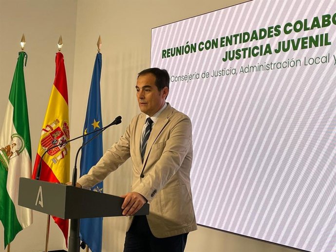José Antonio Nieto, durante su intervención en la reunión con ONGs del ámbito de la Justicia Juvenil.