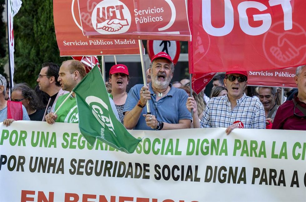 Concentración sindical frente a la Dirección General del Instituto Nacional de la Seguridad Social (INSS) el pasado miércoles en Madrid