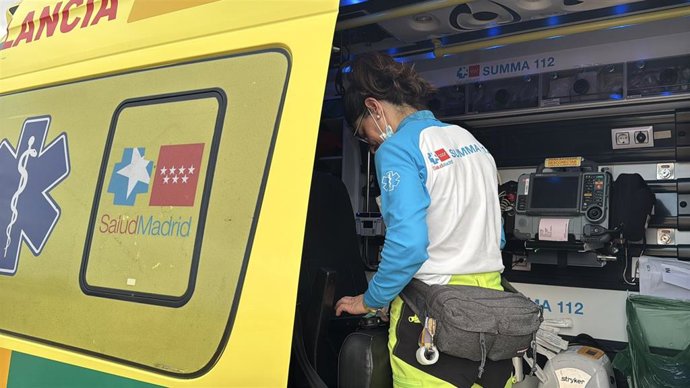 El SUMA112 que ha acudido al accidente en Fuente el Saz del Jarama, a 19 de junio de 2026.