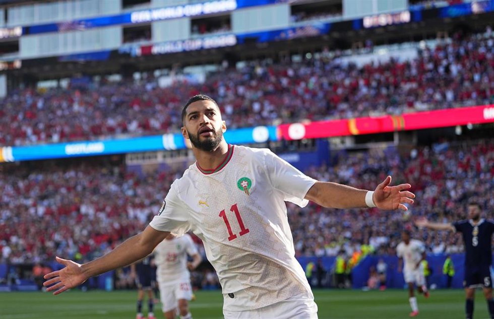 Ismael Saibari celebra un gol.