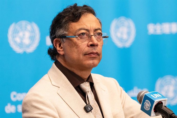 June 10, 2026, New York, New York, USA: Gustavo Petro Urrego, President of the Republic of Colombia speaks to press after Security Council meeting on Advancing political solutions in the Middle East: mediation and dialogue for a lasting peace at UN Headqu