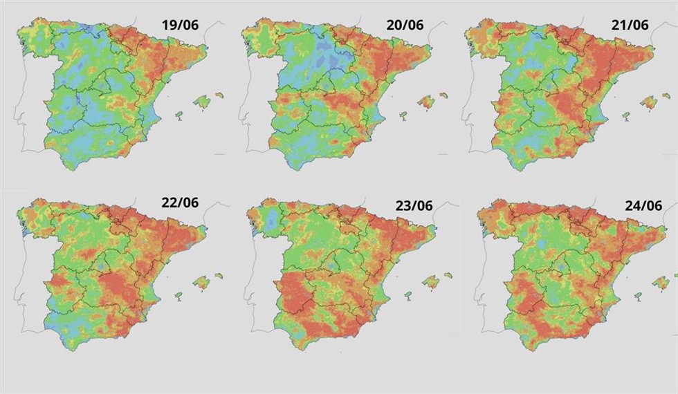Mapas de riesgo de incendio durante la ola de calor