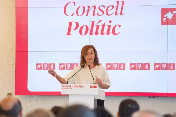 La secretaria general del PSIB-PSOE, Francina Armengol, interviene en el Consell Polític del partido celebrado este sábado, 20 de junio de 2026, en Mallorca.