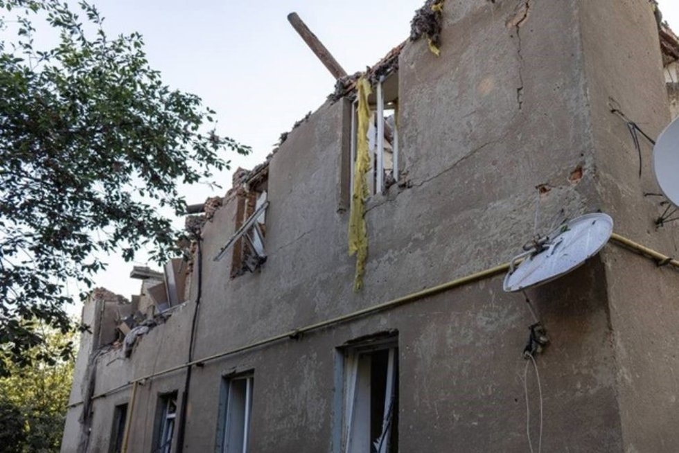 Edificio bombardeado en Járkov (Ucrania)