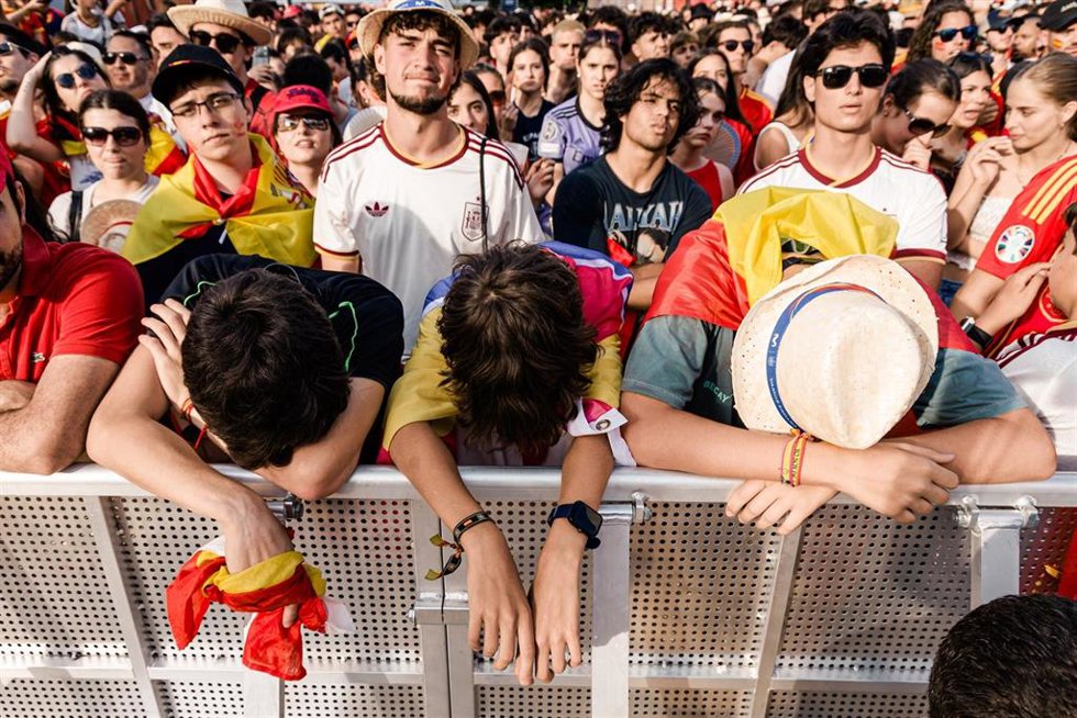Varias personas durante el primer partido disputado por la selección española en la Copa Mundial de la FIFA 2026, a 15 de junio de 2026, en Madrid (España). Foto de archivo