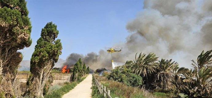 Imagen de las tareas de extinción del incendio de La Arboleja