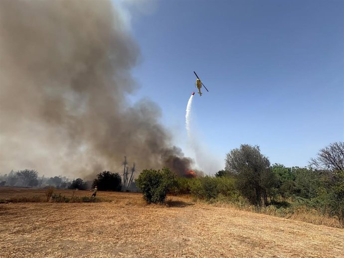 Imagen de los trabajos de extinción del incendio declarado en la pedanía murciana de La Arboleja