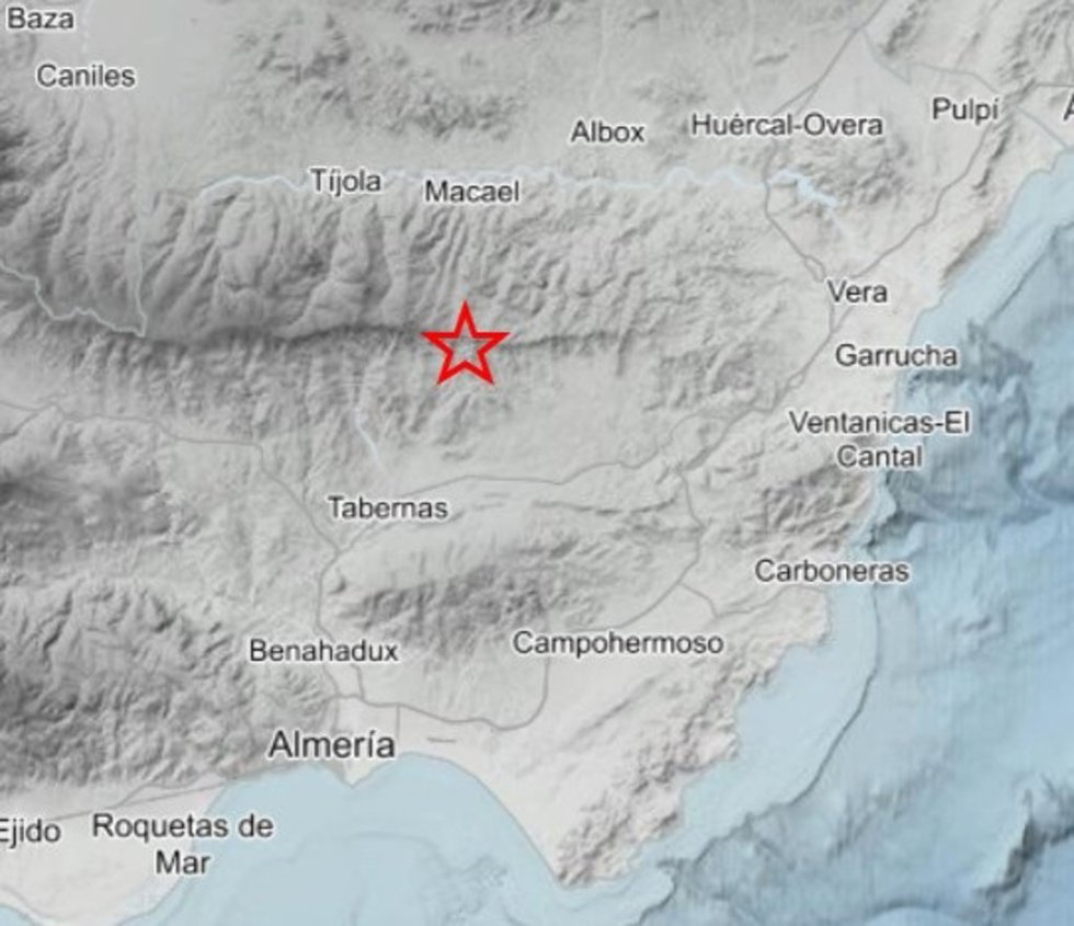 Imagen del epicentro del terremoto registrado en Tahal (Almería).