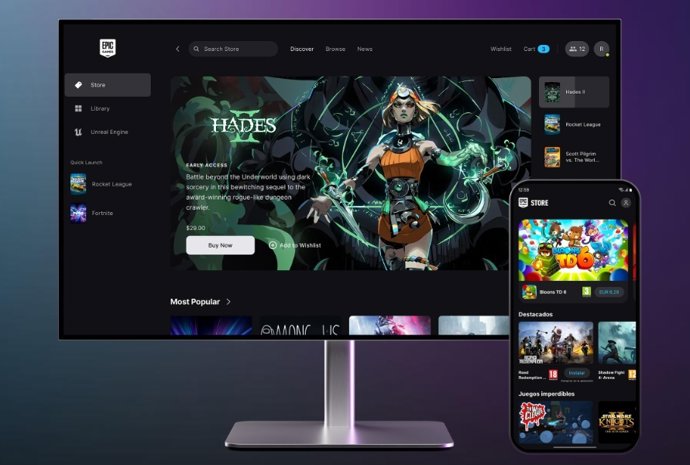 Recursos da loja Epic Games Store no computador e no celular
