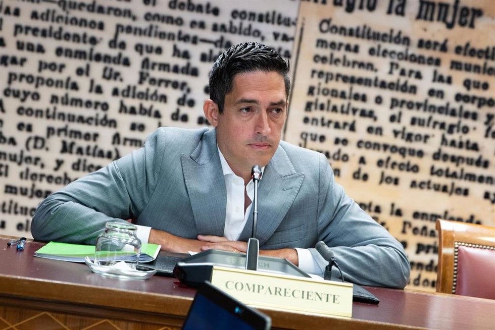 El empresario del sector financiero, responsable de la Bolsa Descentralizada de Valores de Venezuela (BDVV) Manuel Aarón Fajardo García, comparece ante la comisión de investigación sobre la gestión de la SEPI, a 22 de junio de 2026, en MAdrid (España).