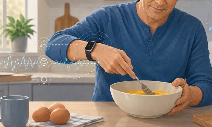 Estudo de um novo método para avaliar os sintomas do mal de Parkinson, observando as pessoas batendo um ovo.