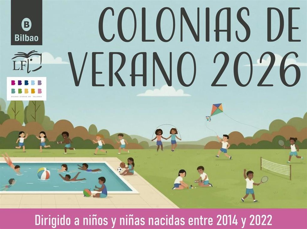 Archivo - Cartel anunciador de las colonias de verano 2026 del Ayuntamiento de Bilbao