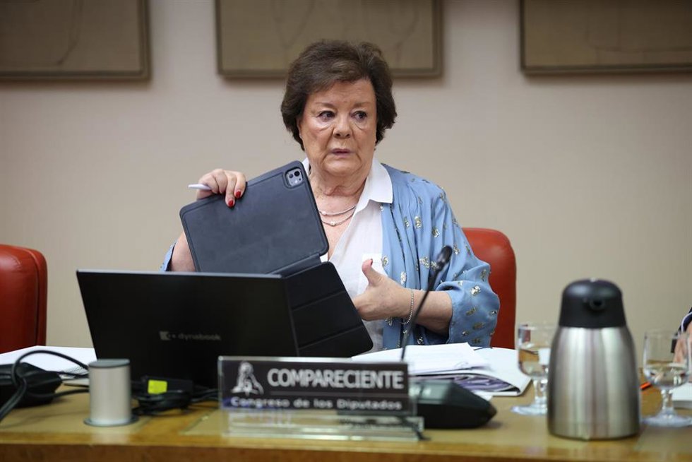 La presidenta del Tribunal de Cuentas, Enriqueta Chicano, comparece ante la Comisión Mixta para las Relaciones con el Tribunal de Cuentas, en el Congreso de los Diputados, a 9 de junio de 2026, en Madrid (España). 