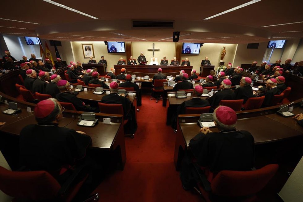 El Papa León XIV  se reúne con los obispos de la Conferencia Episcopal Española (CEE), a 8 de junio de 2026, en Madrid (España). 