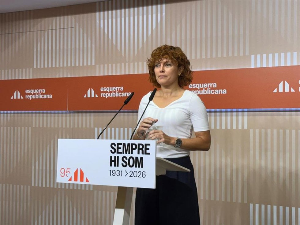 La secretaria general de ERC, Elisenda Alamany, en una rueda de prensa