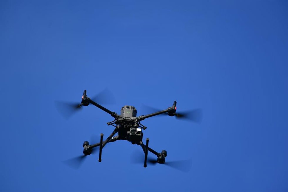 Archivo - Un dron sobrevuela la zona de Sidi Ibrahim, a 14 de abril de 2023, en Ceuta (España).