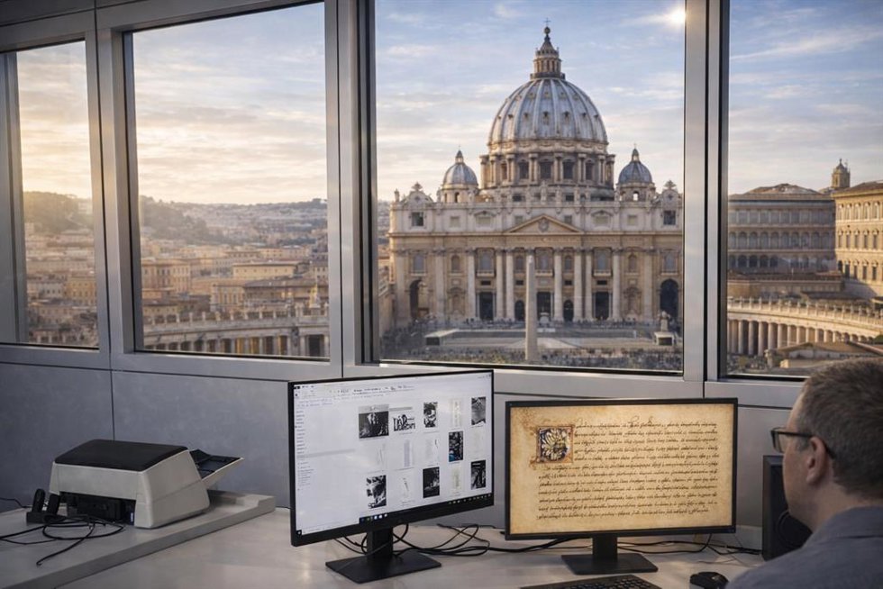 Trabajos de digitalización en el Dicasterio para la Comunicación de la Ciudad del Vaticano
