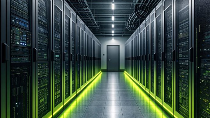 Archivo - Inside a data center infrastructure/ AI-Generated image