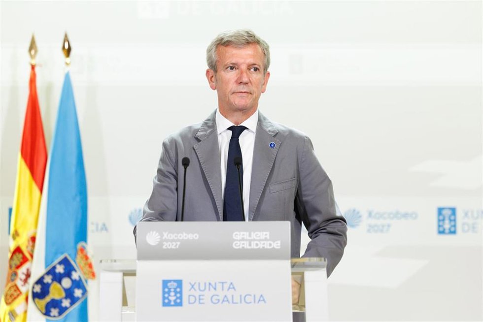 El presidente de la Xunta, Alfonso Rueda, comparece ante los medios tras la reunión semanal de su Ejecutivo.