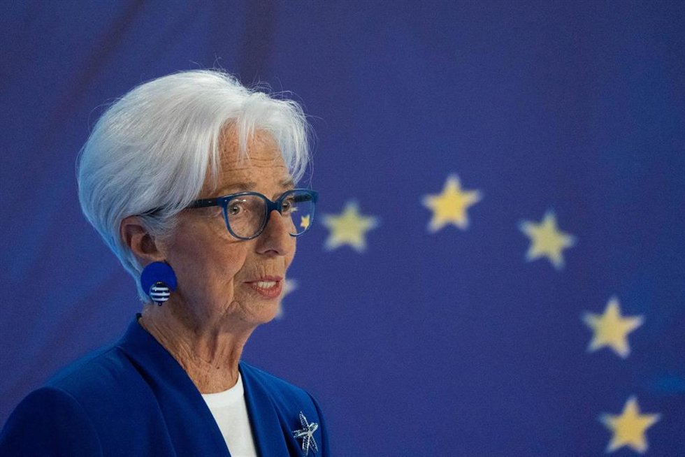 La presidenta del Banco Central Europeo (BCE), Christine Lagarde, interviene durante una rueda de prensa tras una reunión del Consejo de Gobierno en Fráncfort del Meno