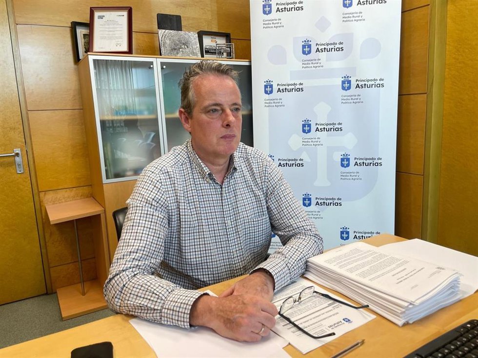 El consejero de Medio Rural y Política Agraria, Marcelino Marcos, durante la la Conferencia sectorial de Medio Ambiente, celebrada telemáticamente esta tarde.