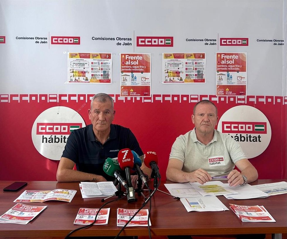 Comparecencia sobre la campaña sobre el calor en la construcción que impulsa CCOO en Jaén.