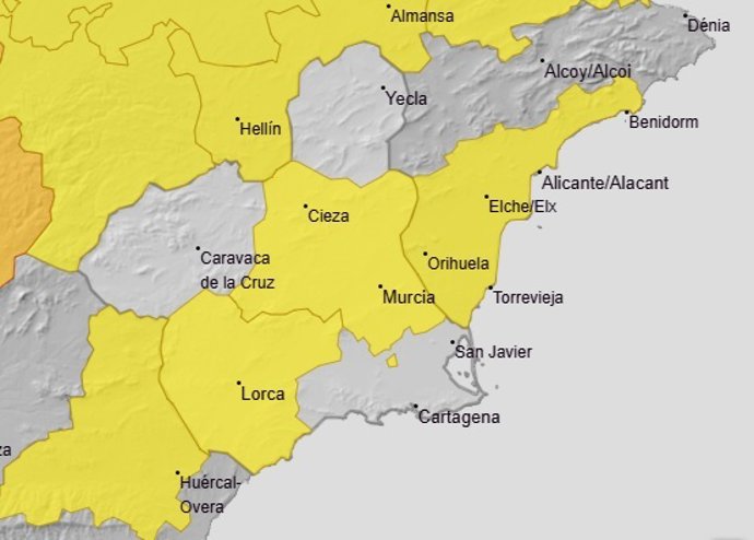 La Aemet amplía el aviso amarillo por altas temperaturas al Valle del Guadalentín