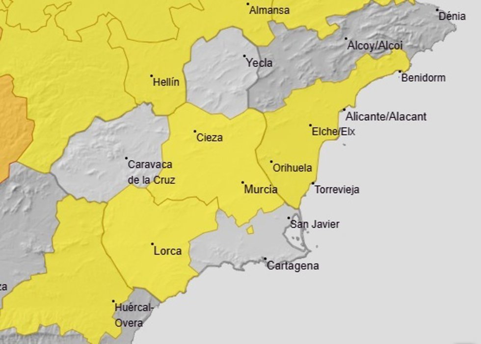 La Aemet amplía el aviso amarillo por altas temperaturas al Valle del Guadalentín