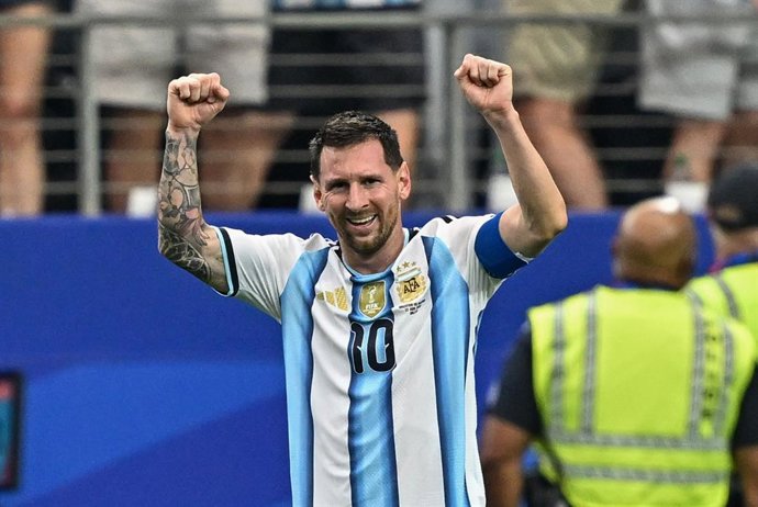 22 June 2026, US, Arlington: Argentina's Lionel Messi celebrates scoring his side's second goal during the 2026 FIFA World Cup Group J soccer match between Argentina and Austria at Dallas Stadium. Photo: Walid Ibrahim/Nexpher via ZUMA Press Wire/dpa