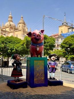 Figura que se quemará en la hoguera de San Juan en Segovia.