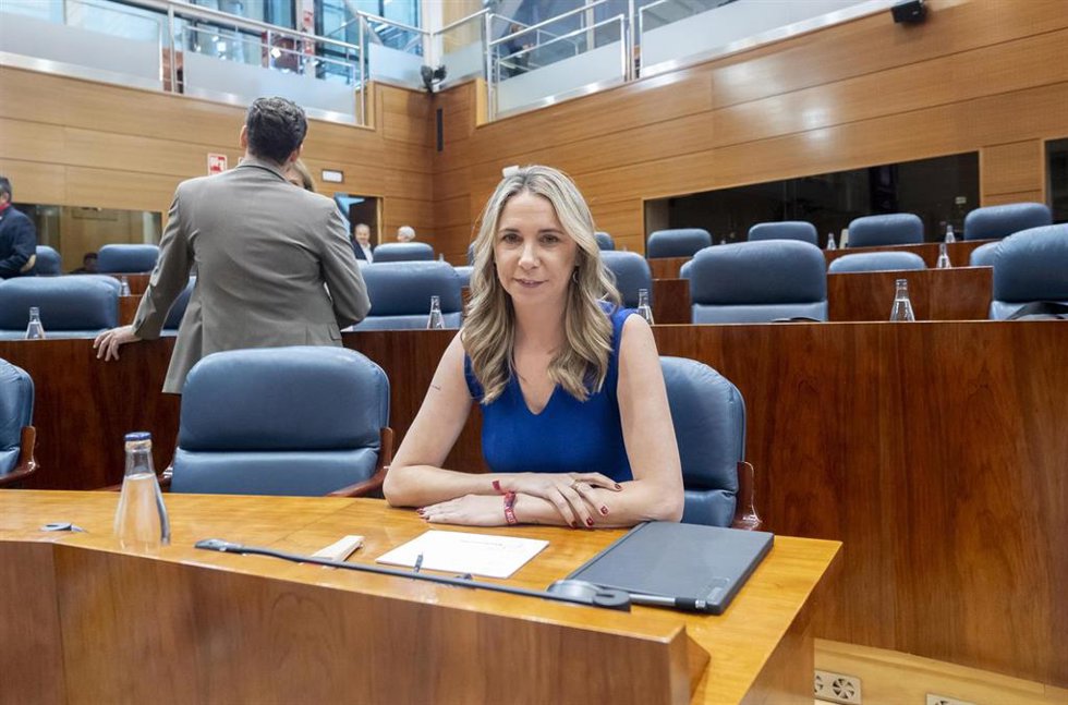La portavoz del PSOE en la Asamblea, Mar Espinar, durante un pleno de la Asamblea de Madrid