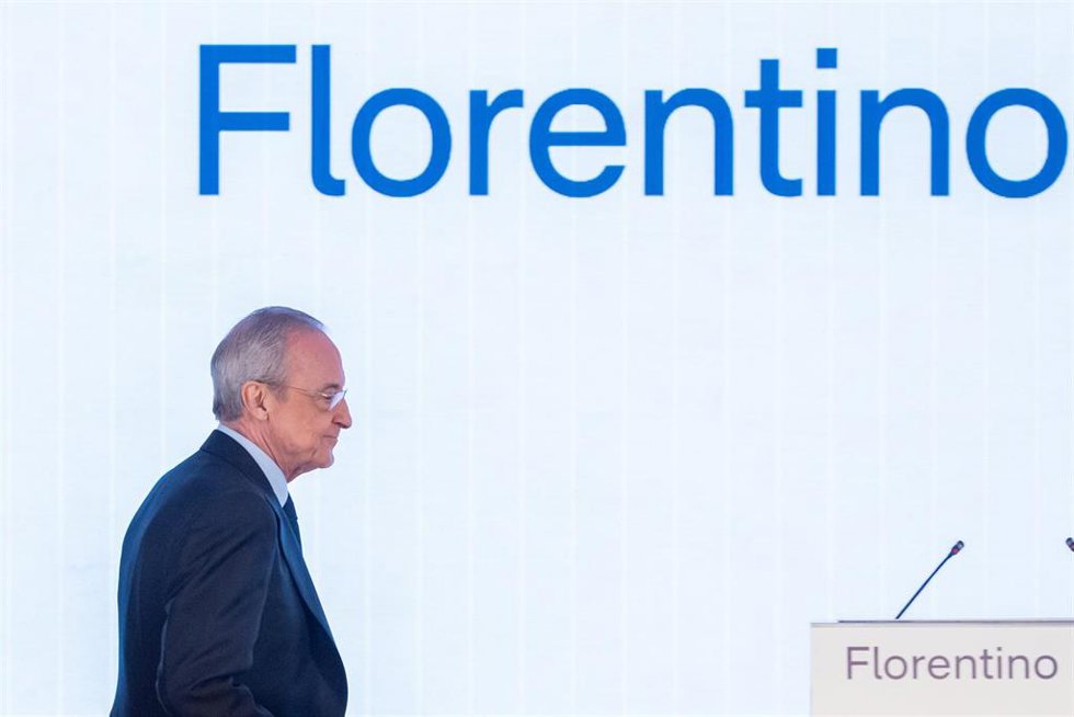 El presidente del Real Madrid, Florentino Pérez, en un acto de campaña por las elecciones de 2026. 