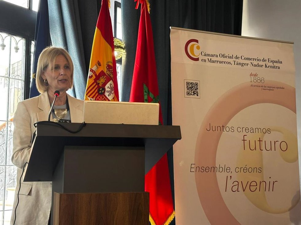 La presidenta de la FEMP, María José García Pelayo, en la inauguración de la jornada comercial España-Marruecos