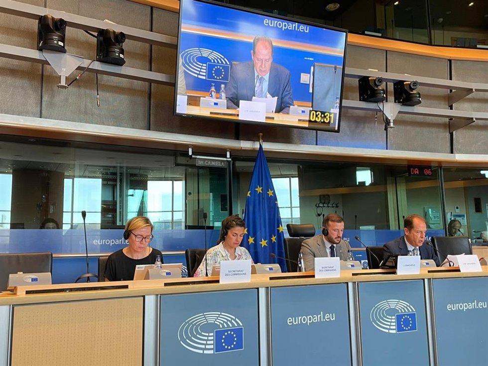 El Viceconsejero De Turismo Del Gobierno De Canarias, José Manuel Sanabria,Durante Su Intervención En La Comisión De Transporte Y Turismo Del Parlamento Europeo