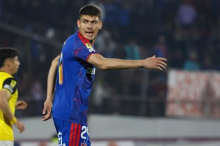 Futbol, Universidad de Chile vs O’Higgins. Fecha 13, Liga de Primera 2026. El jugador de Universidad de Chile Lucas Romero es fotografiado durante el partido de la Liga de primera contra O’Higgins disputado en el estadio Nacional de Santiago,