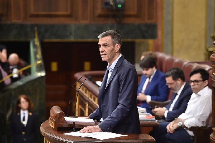 El president del Govern, Pedro Sánchez, intervé durant una sessió plenària en el Congrés 