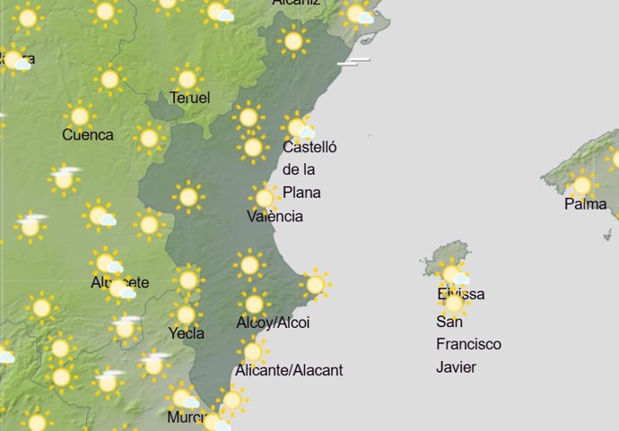 Predicción del tiempo para este miécoles 24 de junio de 2026 en la Comunitat Valenciana