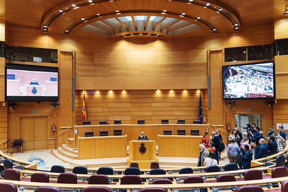 Archivo - Varias personas durante la jornada de Puertas Abiertas en la Cámara Alta, a 28 de noviembre de 2024, en Madrid (España).
