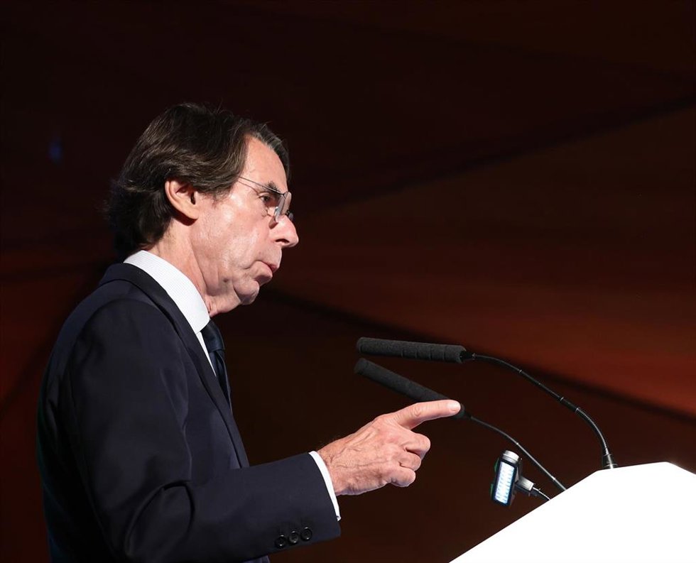 El expresidente del Gobierno y presidente de la Fundación FAES, José María Aznar, durante las jornadas 'Gobernanza y provisión de bienes públicos globales en un mundo fragmentado', en CentroCentro, a 24 de junio de 2026, en Madrid (España). 