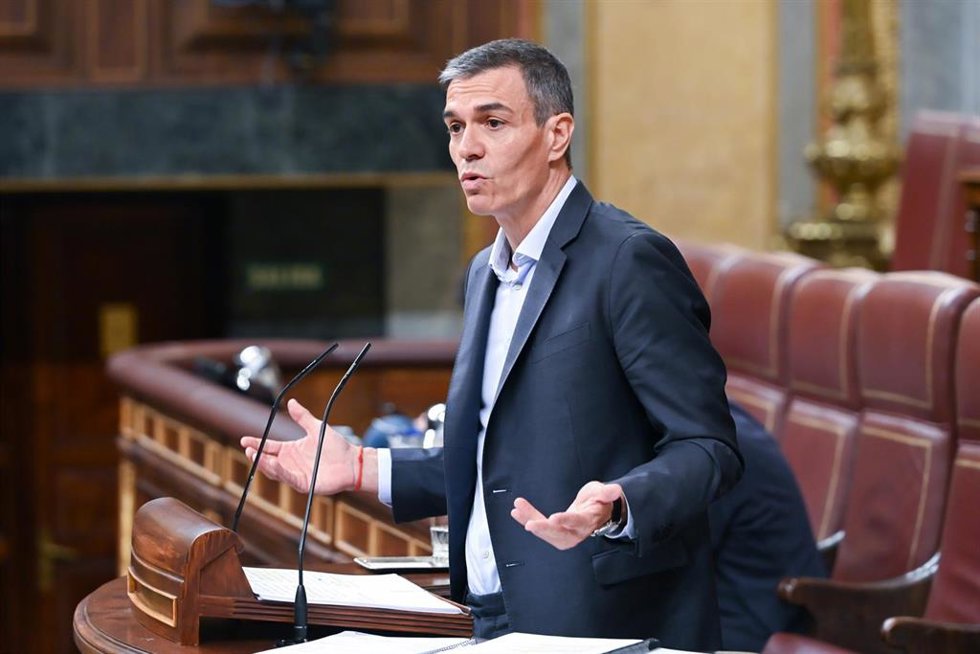 El presidente del Gobierno, Pedro Sánchez, interviene durante una sesión plenaria en el Congreso de los Diputados, a 24 de junio de 2026, en Madrid (España). 