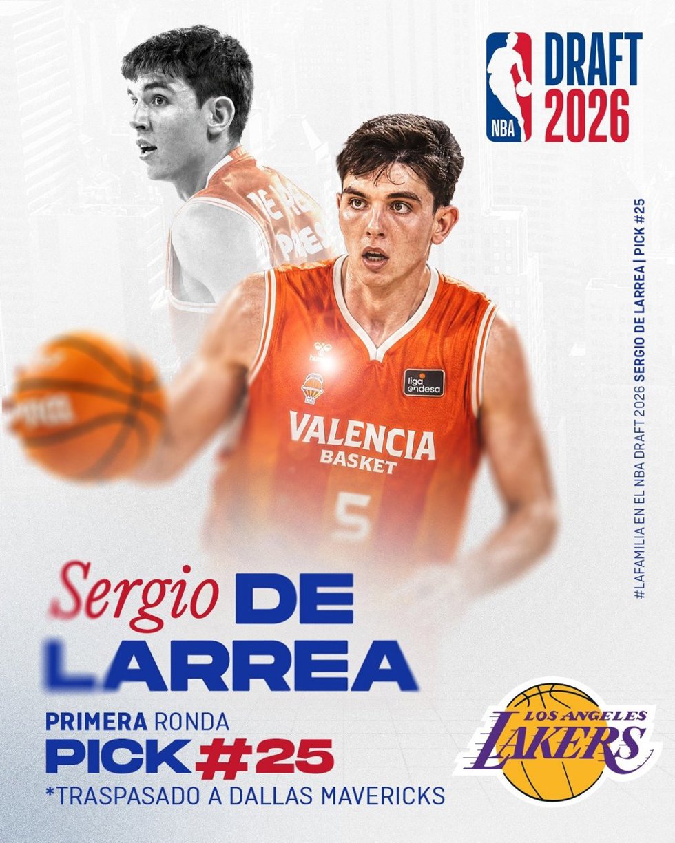 Imagen difundida por @BaloncestoESP tras la selección del base Sergio de Larrea en el puesto 25