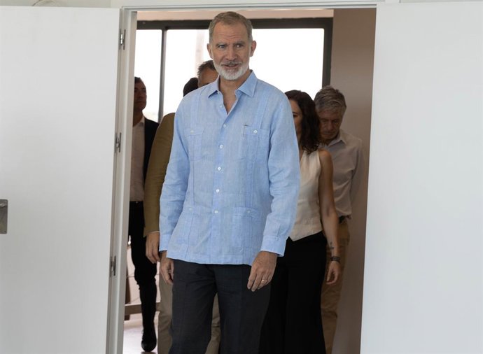 El Rey Felipe VI durante la inauguración del Centro de Innovación de Agua y Energía, en la Estación Depuradora de Aguas Residuales de Arroyo Culebro, a 22 de junio de 2026, en Pinto, Madrid (España). La inauguración se enmarca dentro de los actos de conme