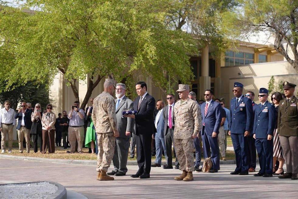 El secretario de Estado, Marco Rubio, en un acto en Kuwait