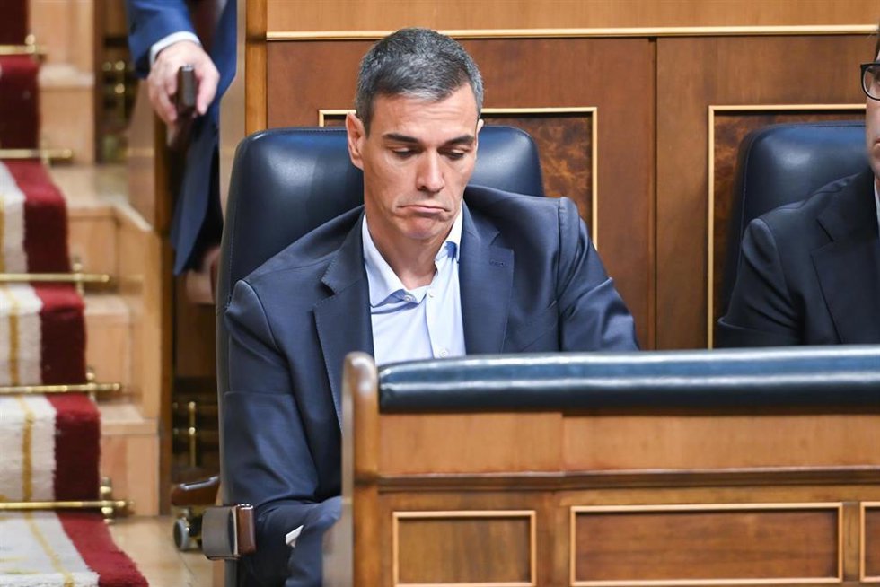 El presidente del Gobierno, Pedro Sánchez,  esta miércoles en el Congreso de los Diputados