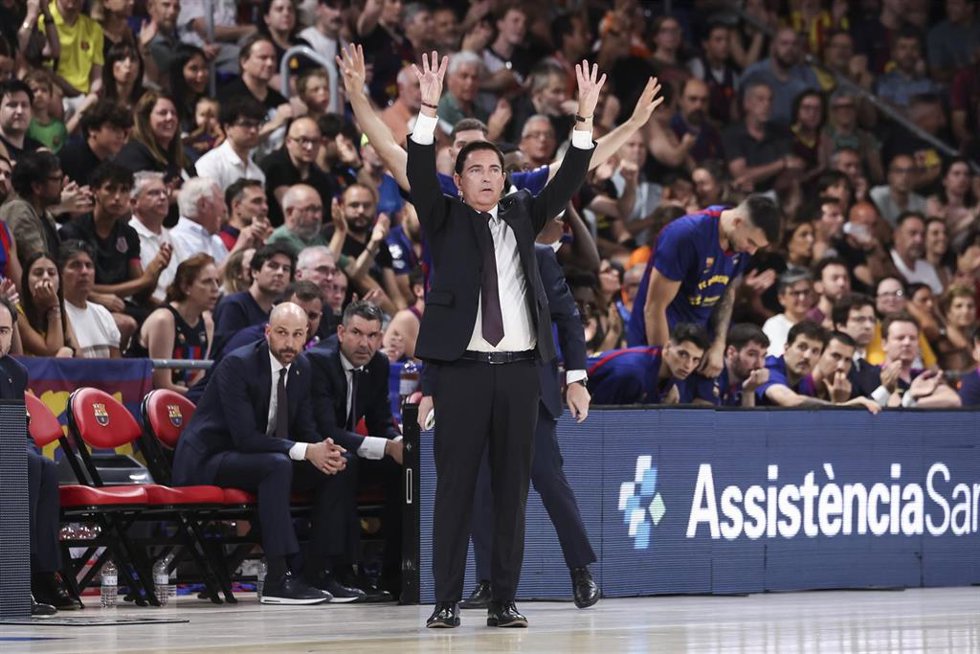 El entrenador del Barça, Xavi Pascual, en su último partido como técnico blaugrana